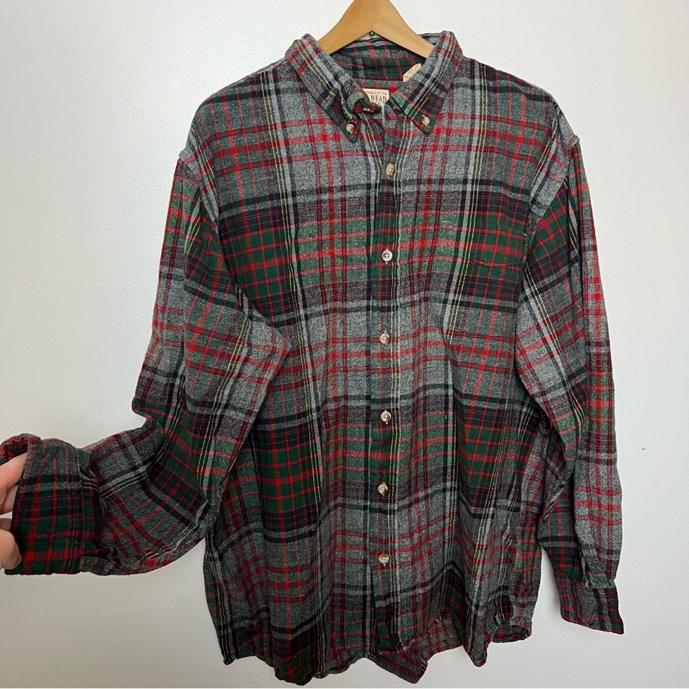 Men’s XXL Red‎ Head Green Red Gray Plaid Casual Flannel Shirt Christmas Holiday